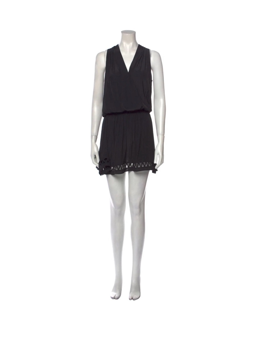 Ramy Brook Black Sleeveless V-Neck Blouson Mini Dress